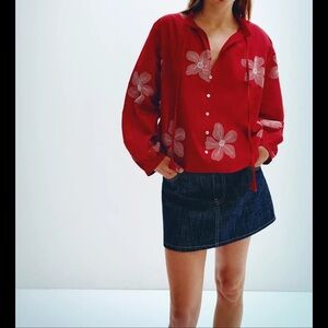 Zara Burgundy Floral Blouse